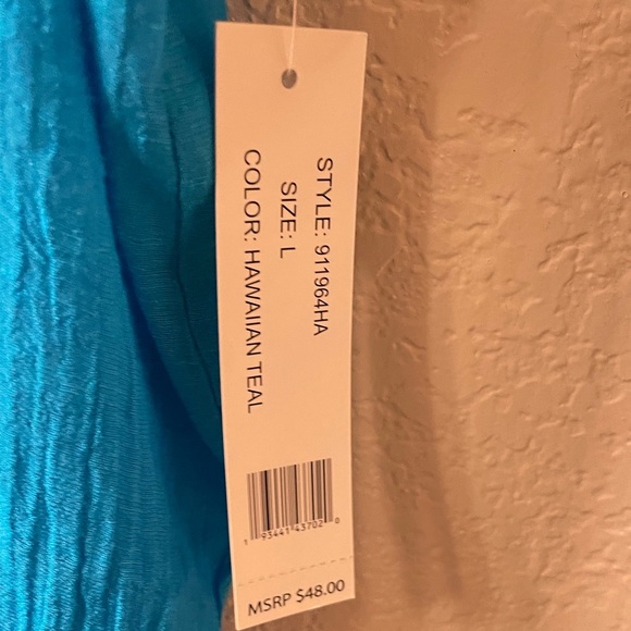 NWT Counterparts Beautiful Turquoise colored Top- large - Picture 6 of 8
